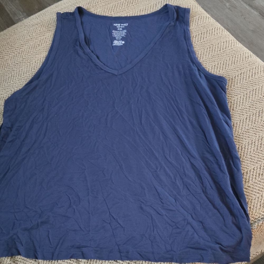 Nine West Blue Relaxed Sleeveless Tank Top
